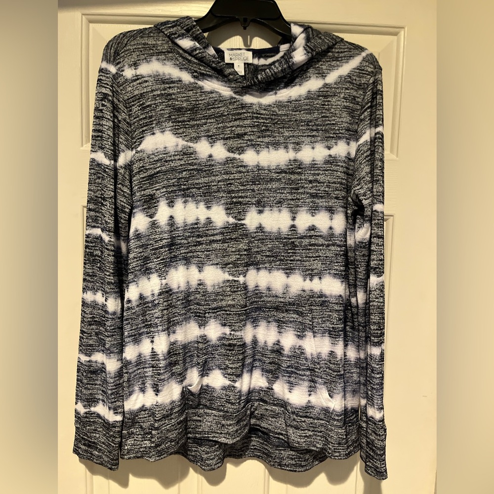 Market & Spruce Navy and White Tie-Dye Hoodie